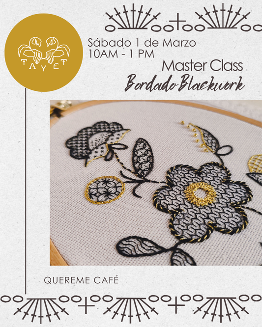 TALLER DE BORDADO BLACKWORK CON HILO DORADO