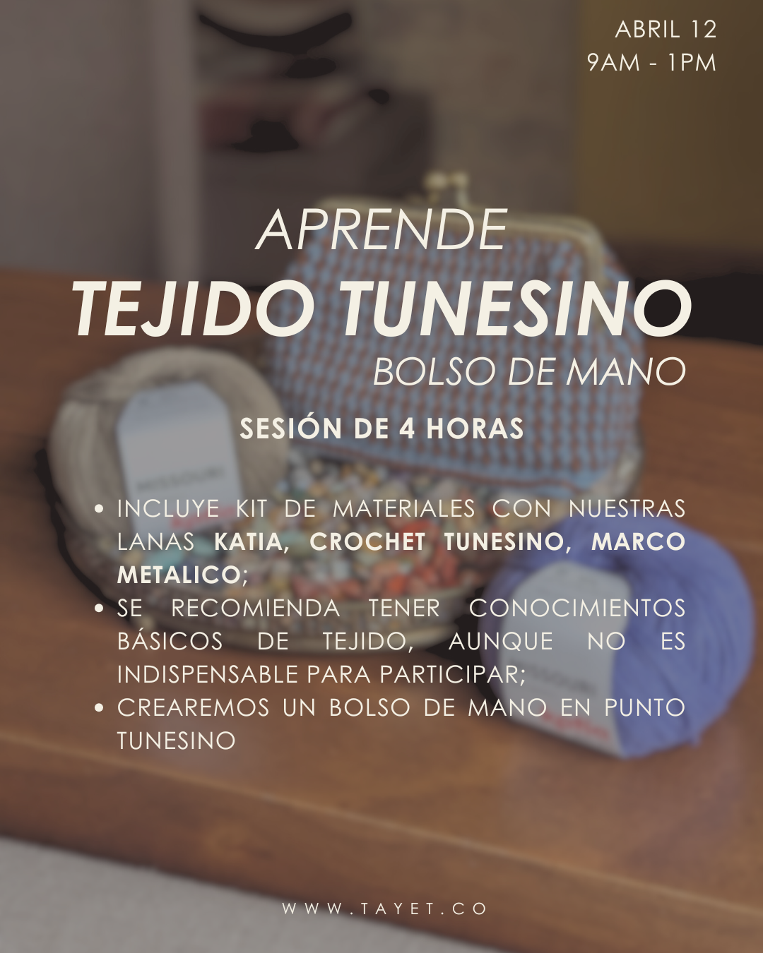 MASTER CLASS TEJIDO TUNECINO: Crea un bolso de mano elegante